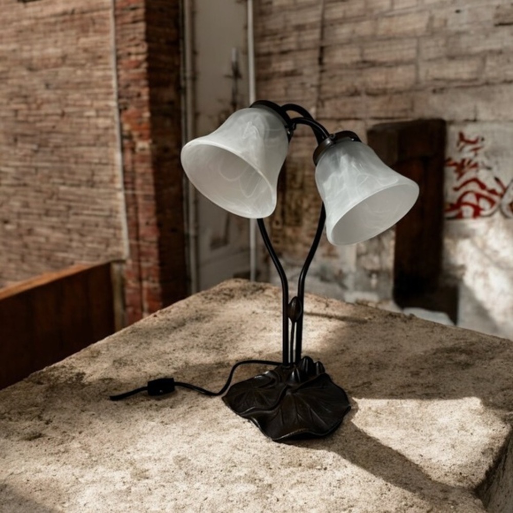 Elegant Dual Glass Shade Table Lamp lily pond